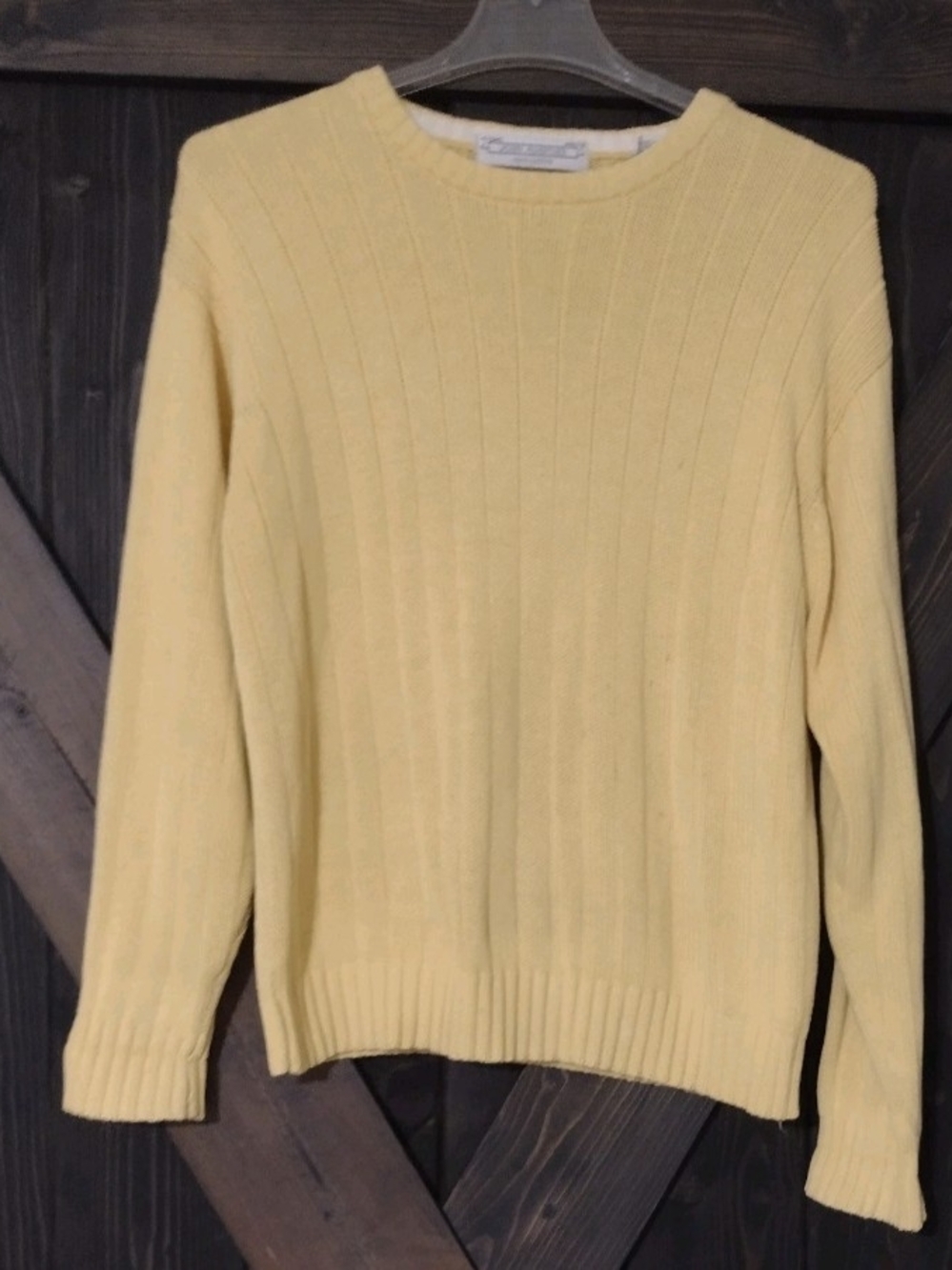 John Ashford Vintage Men's Yellow Cable Net Sweater 100% Cotton Size Medium